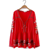 Pasa Boho Red Bohemian Top - Long sleeves shirts - $36.00  ~ £27.36