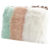 Pastel Shearling Patch clutch bag - 手提包 - 