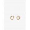 Pave Gold-Tone Circle Stud Earrings - Earrings - $75.00 