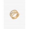 Pave Gold-Tone Floral Ring - Rings - $95.00  ~ £72.20