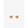 Pave Gold-Tone Heart Stud Earrings - Earrings - $65.00 