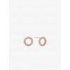 Pave Rose Gold-Tone Circle Stud Earrings - Earrings - $75.00 