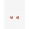 Pave Rose Gold-Tone Heart Stud Earrings - Earrings - $65.00 
