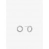Pave Silver-Tone Circle Stud Earrings - Uhani - $75.00  ~ 64.42€