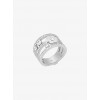 Pave Silver-Tone Floral Ring - Rings - $95.00 
