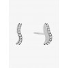 Pave Silver-Tone Wave Stud Earrings - Uhani - $45.00  ~ 38.65€