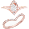 Pear Diamond Wedding Rings Set, Unique E - Pierścionki - 