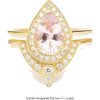 Pear Morganite and Diamonds Halo Rings S - Pierścionki - 