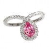 Pear Pink Sapphire Ring diamond halo eng - Anelli - 