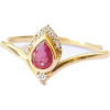 Pear Ruby Engagement Ring, Pear Ruby & D - Obroči - 