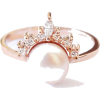 Pearl & Diamonds Engagement Ring, 0.15 c - Rings - 