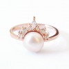 Pearl & Diamonds Engagement Ring, 0.15 c - Rings - 
