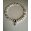 Pearl and Blue Necklace - Naszyjniki - 