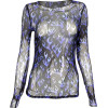 Perspective mesh blue flame printed long - Long sleeves t-shirts - $15.99 