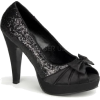 Pin Up Black Glitter Open Toe Platform Pump - 7 - Sandals - $44.20 