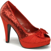 Pin Up Red Glitter Open Toe Platform Pump - 6 - Sandały - $52.00  ~ 44.66€