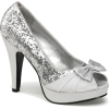 Pin Up Silver Glitter Open Toe Platform Pump - 10 - Sandals - $52.00 