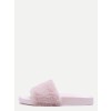 Pink Rabbit Hair Soft Sole Flat Slippers - Sandalias - $24.00  ~ 20.61€