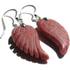 Pink Rhodonite Gem Carved Leaf Earrings - Orecchine - $25.00  ~ 21.47€