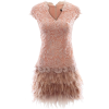 Pink Feather And Lace Dress - sukienki - 