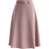 Pink Belted A-Line Skirt - Suknje - 