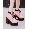 Pink Black Heeled Ankle Boots - Botas - 