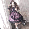 Pink Black Plaid Pastel Goth Lolita - sukienki - 
