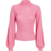 Pink Blouson Sleeve Sweater - Swetry - 