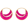 Pink Brass And Thread Hoop Earrings - Kolczyki - 