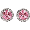 Pink Earrings Halo Stud - Earrings - $165.00 