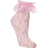Pink Lace Cuff Ankle Socks - Bielizna - 