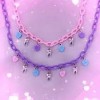 Pink Purple Layered Tooth Necklace - Halsketten - 