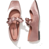 Pink Satin Square Toed Flats2 - Klasični čevlji - 