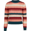 Pink Teal Striped Pointelle Knit Jumper - Maglioni - 
