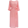 Pink Tied Waist Split Front Midi Dress - Dresses - 