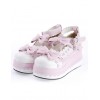Pink White Bow Lolita Wedge Heels - Plataformas - 