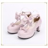 Pink White Lolita Mary Jane Heels Bows - Klasične cipele - 