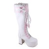 Pink White Lolita Platform Heel Boots - Boots - 
