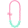 Pink and Blue Beaded Bow Necklace - Colares - 