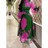 Pink and green rose dress - Платья - 