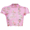 Pink printed mesh thin t-shirt - T-shirts - $15.99 