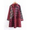 Plaid Spliced Shirt Dress - ワンピース・ドレス - $24.00  ~ ¥2,701