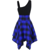 Plaid, Blue Cold Shoulder Dress - 其他 - 