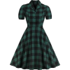 Plaid Green Retro Dress - Dresses - 