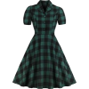 Plaid Green Retro Dress - Vestidos - 