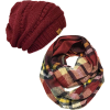 Plaid Print Infinity Scarf with Beanie - Шарфы - 