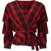 Plaid Ruched Crop Jacket - Other - 