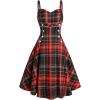 Plaid Sleeveless Dress with Buttons - Otros - 