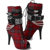 Plaid Studded Boots  - Boots - 