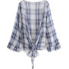 Plaid long sleeve sunscreen shawl knotte - Veste - $27.99  ~ 177,81kn